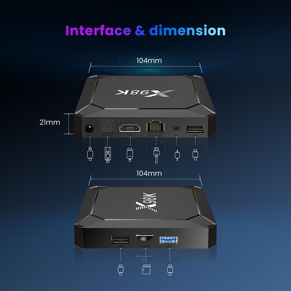 Android TV Box X98K 2GB RAM, 16GB ROM, RK3528A CPU (Smart TV konsole)