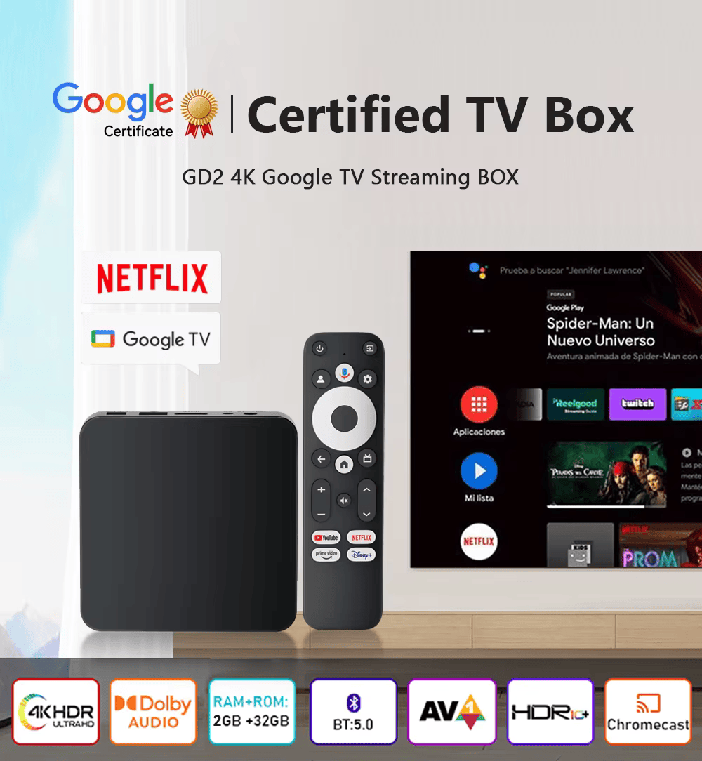 Google Sertificēts Android TV Box DColor GD2 2GB RAM, 32GB ROM (Smart TV konsole)