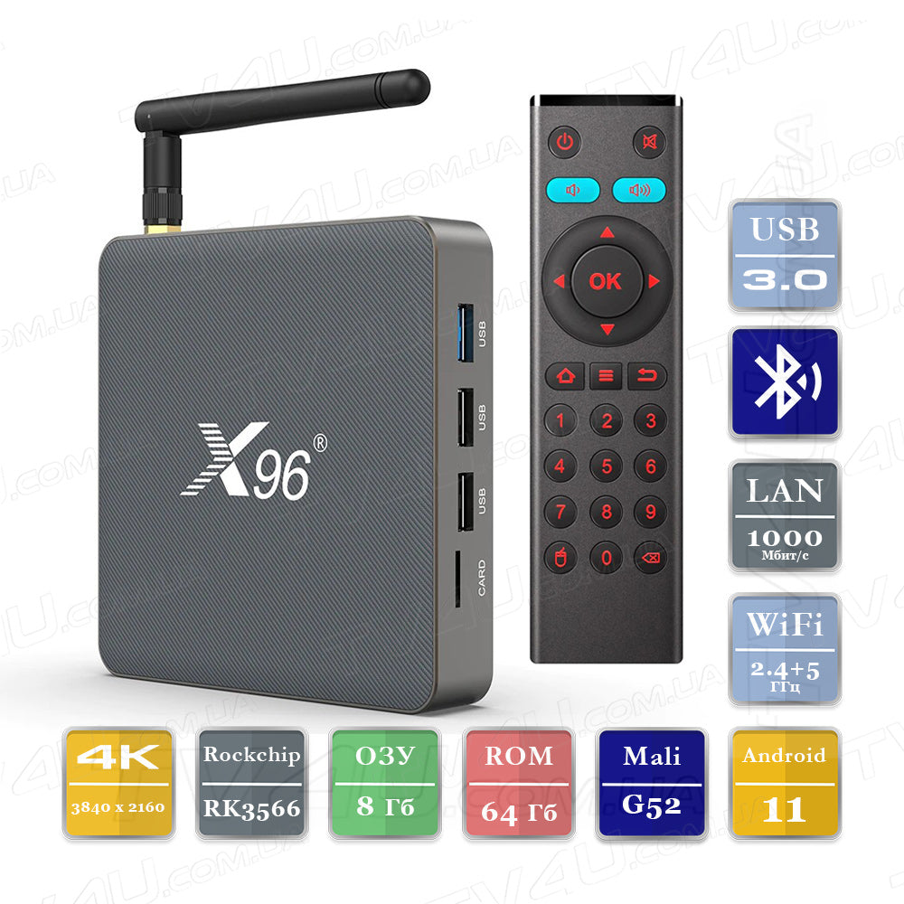 Android TV Box X96 X6 8GB RAM, 64GB ROM (Smart TV konsole)