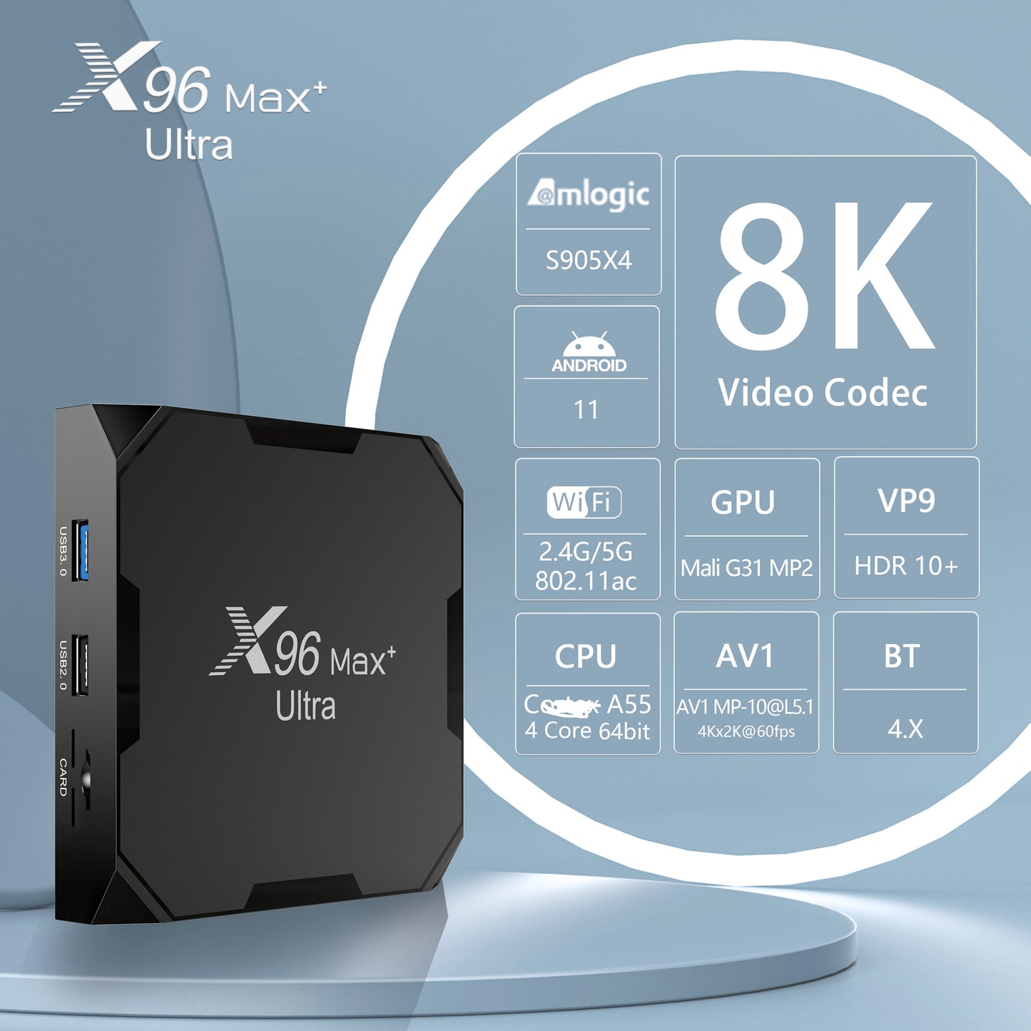 Android Box X96 MAX+ ULTRA 4GB RAM, 32GB ROM, S905X4 CPU (Smart TV Konsole)