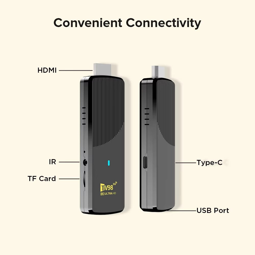 Android TV Stick TV98 X9, 2GB RAM, 16GB ROM, Android TV (ATV) CPU Allwinner H618 (Smart TV Konsole)