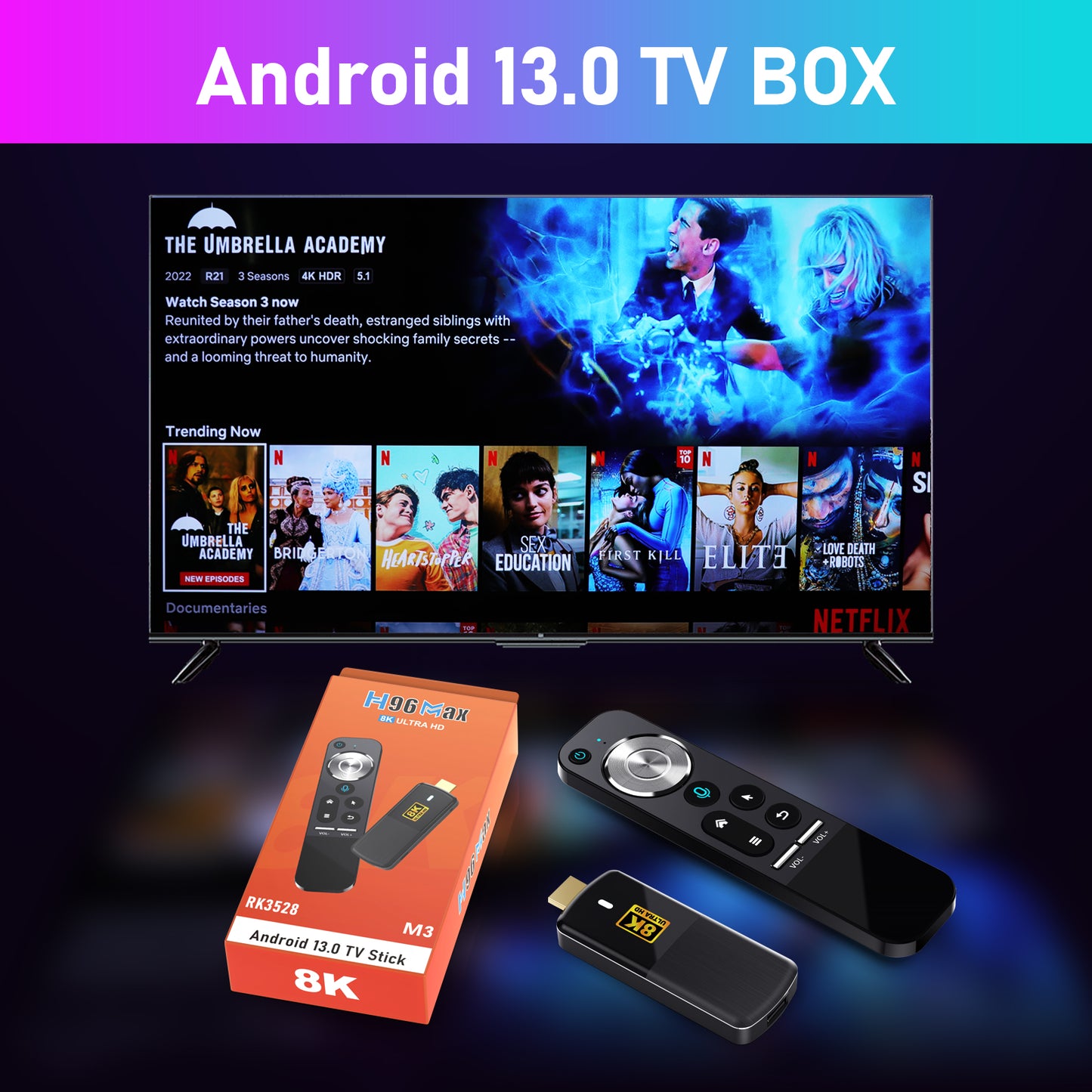 Android 13 TV Box H96 M3 Max 2GB RAM, 16GB ROM, RK3528 (Smart TV konsole)