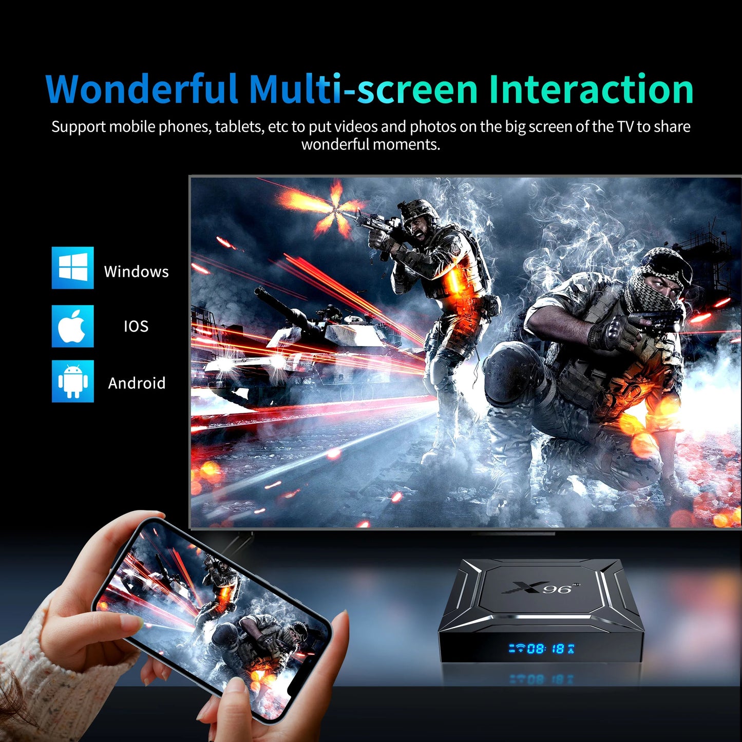 Android TV Box X96 M200, 4GB RAM, 64GB ROM, CPU Amlogic S905A (Smart TV Konsole)