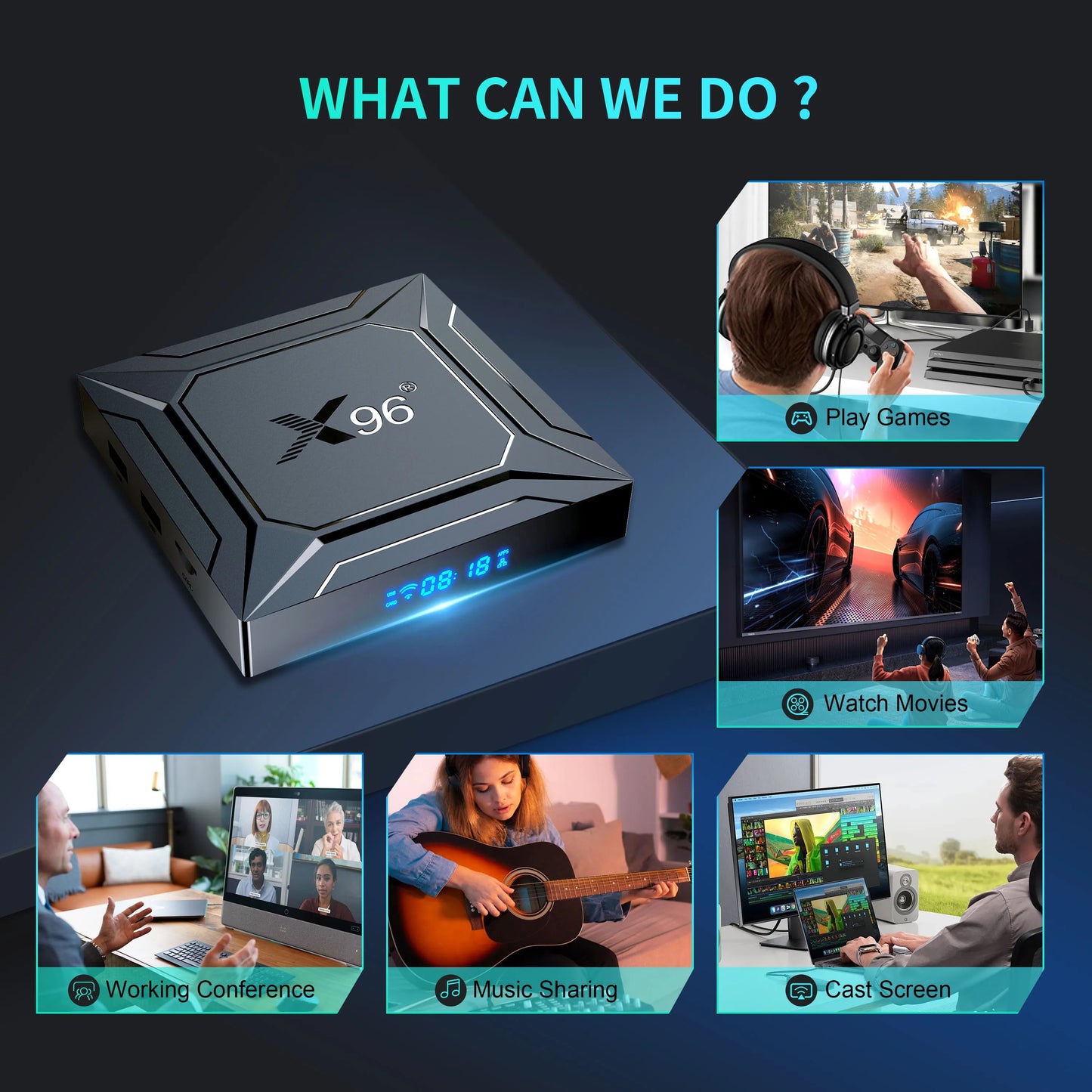 Android TV Box X96 M200, 4GB RAM, 64GB ROM, CPU Amlogic S905A (Smart TV Konsole)