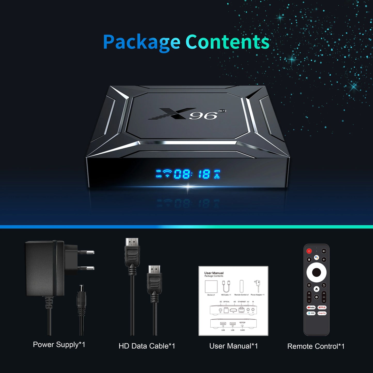 Android TV Box X96 M200, 4GB RAM, 64GB ROM, CPU Amlogic S905A (Smart TV Konsole)