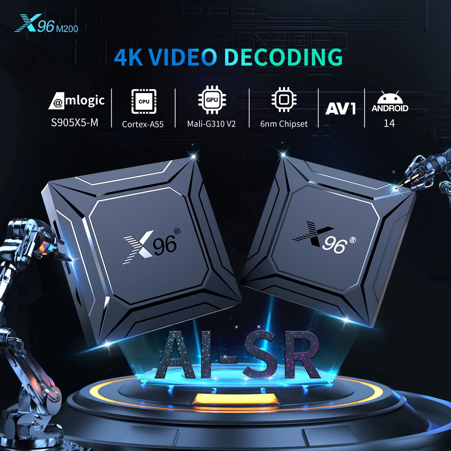 Android TV Box X96 M200, 4GB RAM, 64GB ROM, CPU Amlogic S905A (Smart TV Konsole)