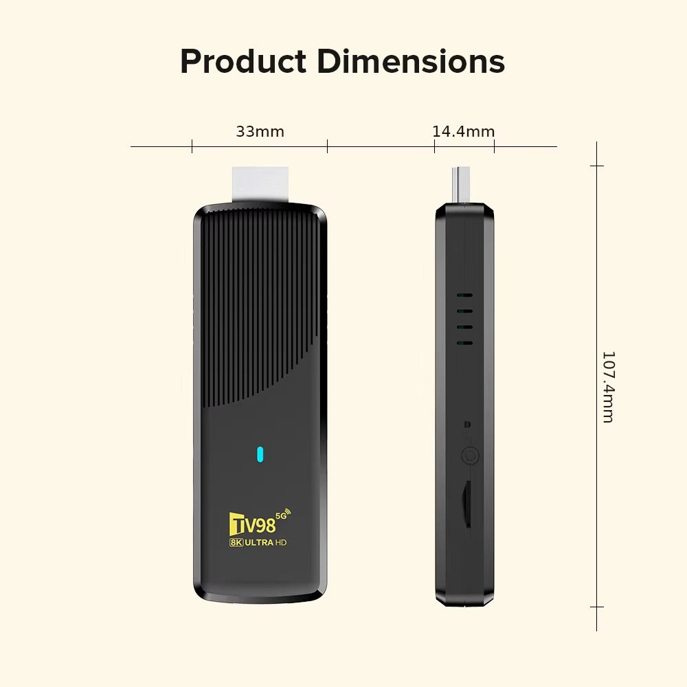 Android TV Stick TV98 X9, 2GB RAM, 16GB ROM, Android TV (ATV) CPU Allwinner H618 (Smart TV Konsole)