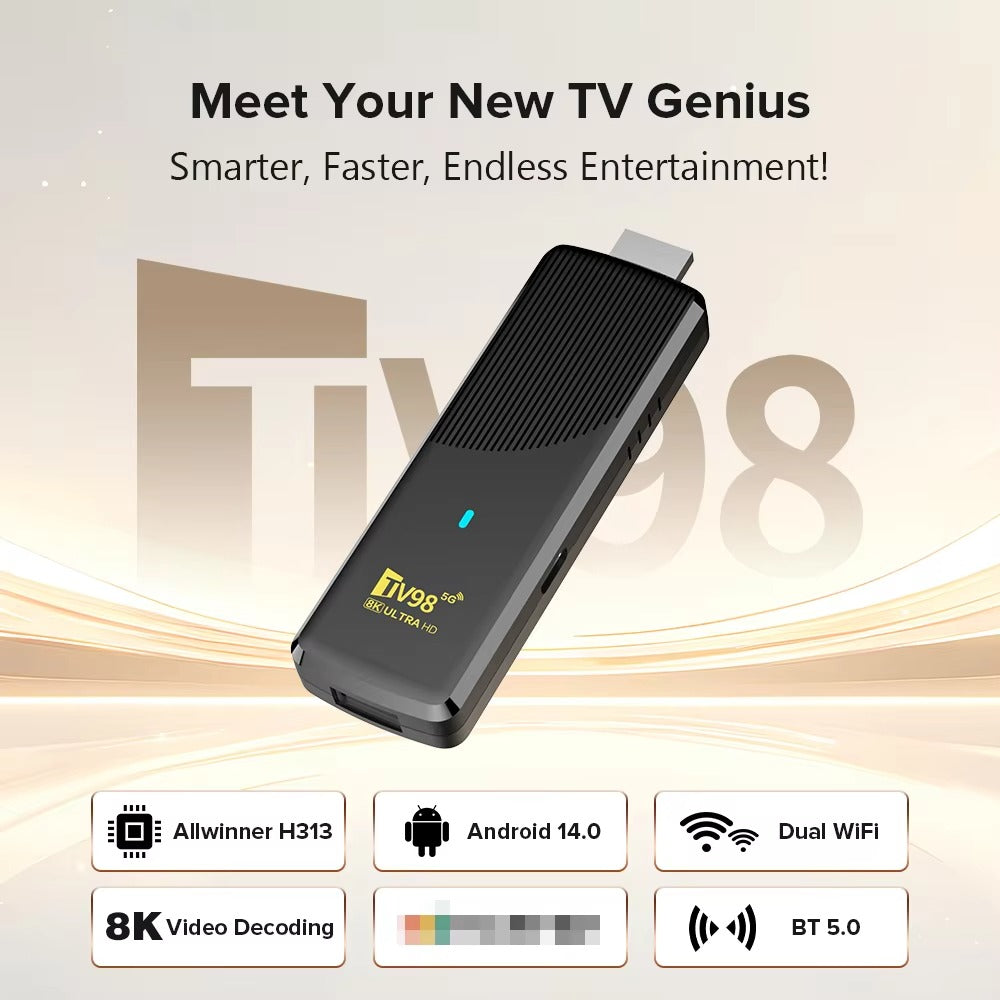 Android TV Stick TV98 X9, 2GB RAM, 16GB ROM, Android TV (ATV) CPU Allwinner H618 (Smart TV Konsole)