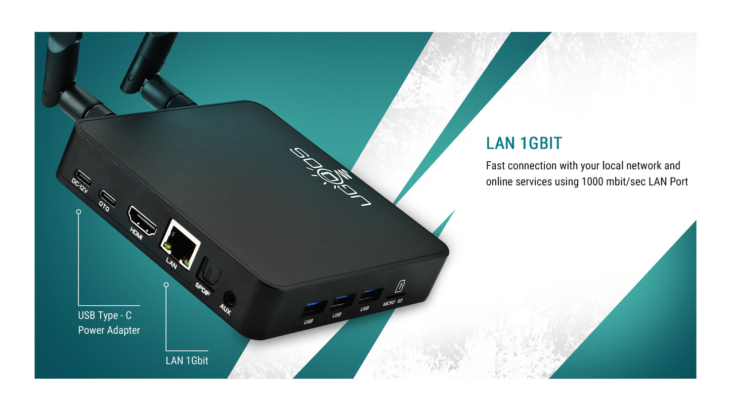 Android TV Box UGOOS AM9 PRO, 4 ГБ ОЗУ, 64 ГБ ПЗУ, CPU S905X5-J (приставка Smart TV)