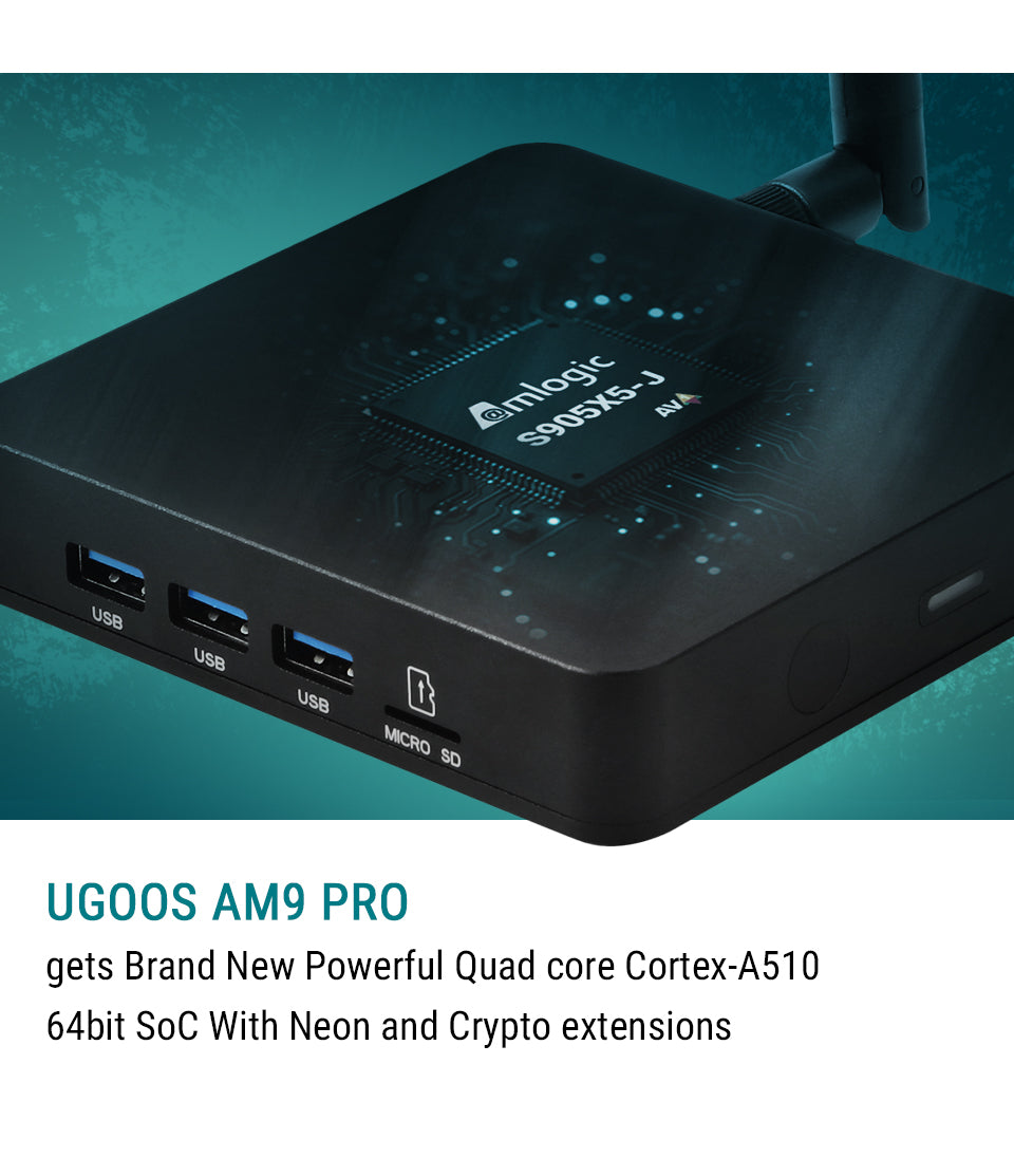 Android TV Box UGOOS AM9 PRO, 4 ГБ ОЗУ, 64 ГБ ПЗУ, CPU S905X5-J (приставка Smart TV)