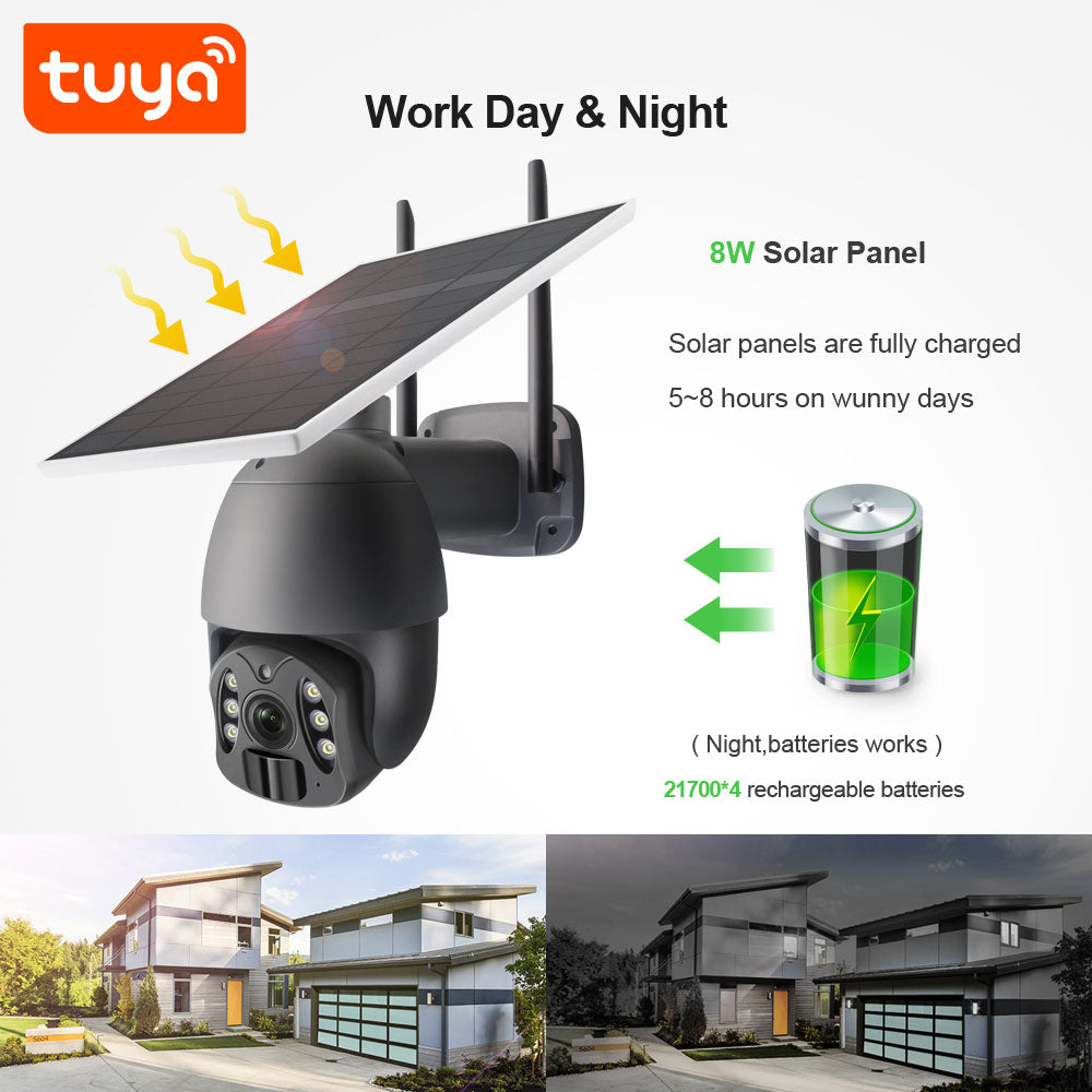 3MP Outdoor Smart Life and Tuya App Compatible Wi-Fi Camcorder with Solar Panel: Monitor your home or office remotely