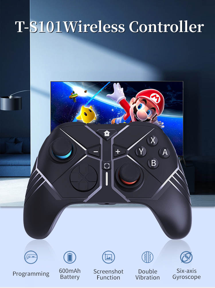 T-S101 wireless bluetooth controller is compatible with Switch/PC360/Android/TVbox/iOS