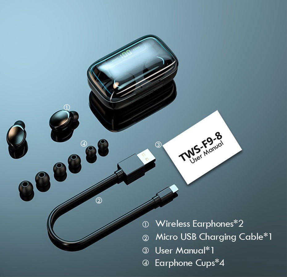 Bezvadu TWS BTH F9 Bluetooth austiņas - Reltek