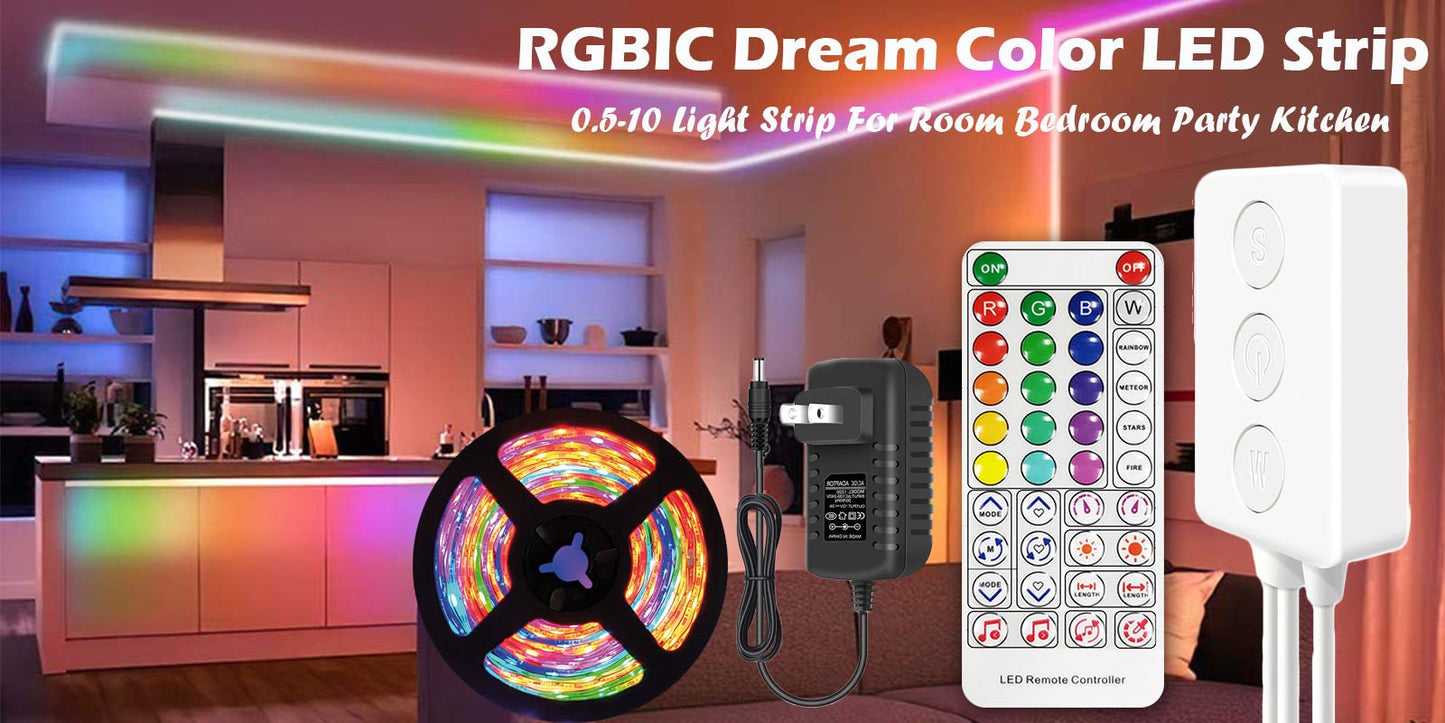 RGBIC Dream Color Smart LED lente ar mobilo lietotni, mūzikas režīmu un citām funkcijām - Reltek